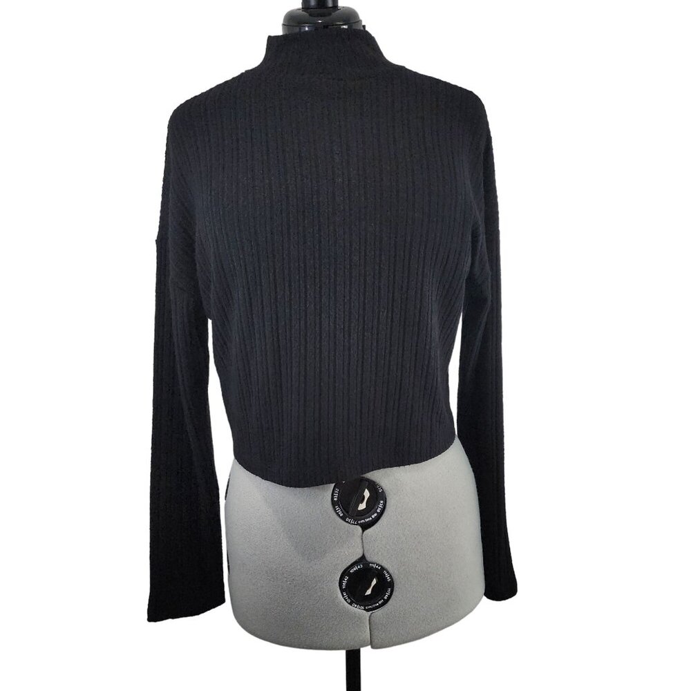 Topshop Ribbed Mock Neck Sweater Black Long Sleeve NWT Size 10